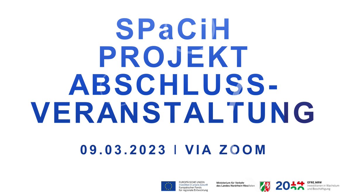 Das Projekt SPaCiH neigt sich dem Ende hin. An unserem Abschluss-Event  stellen wir Ihnen die Ergebnisse der Projektphase vor. Wie eine Zukunft für SPaCiH aussehen kann, möchten wir in einem  gemeinsamen Brainstorming beleuchten. Jetzt noch anmelden! spacih.nrw