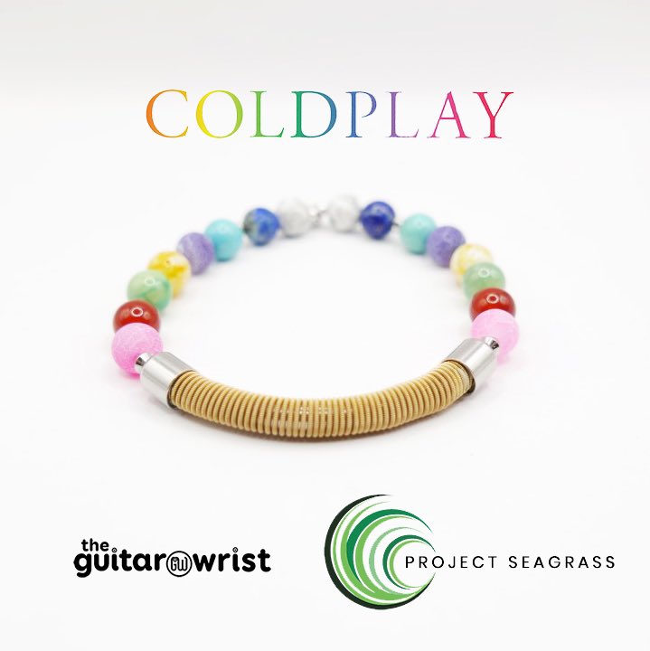 the_guitarwrist's tweet photo. We're delighted to launch the @coldplay range of jewelry. The band have chosen @ProjectSeagrass as their charitable partner.  Coldplay are global ambassadors for Project Seagrass, who advance the conservation of seagrass habitats through education, influence, research and action. https://t.co/NyC8sDhapK