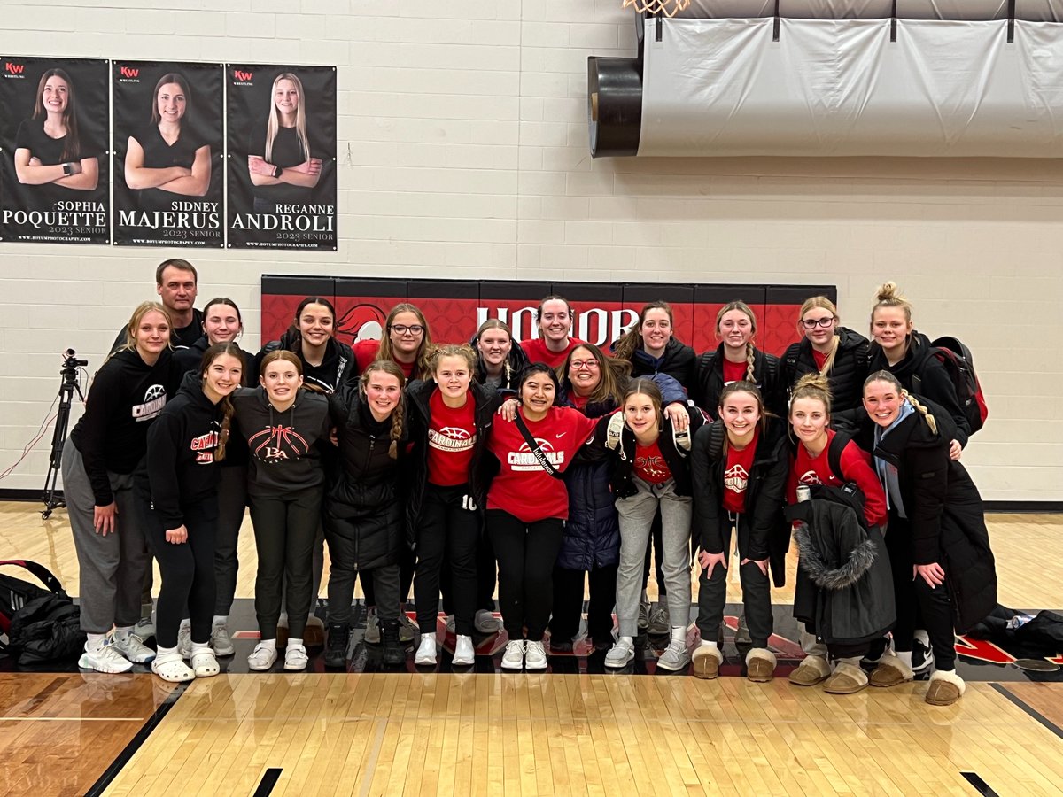 BethlehemAcad's tweet photo. What. A. Game! Girls win their section game last night vs Kenyon-Wanamingo 47-44, coming back from a 16-point deficit in the 2nd half to secure a trip to Rochester! Next up: #2 seed Grand Meadow Monday, February 27 @ 6pm. GO, CARDINALS!!!  #CARDS #CardinalPride https://t.co/TMJzX09LHq