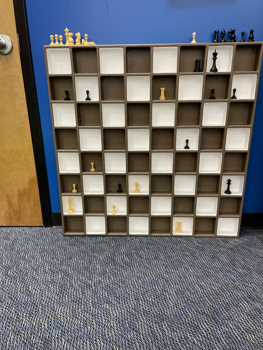 RiceMSRavens's tweet photo. Hey, #RiceRavens! Look what Mrs. Johnson added to the RMS Library! A vertical chessboard! Needless to say, it is already VERY popular with our Ravens! #RMSSHOUTOUT to Mr. Johnson for making and sharing this cool chessboard with #TheNest! #dobelieveachieve #PISDDedicatedtoCaring https://t.co/TTaSDSCzQo