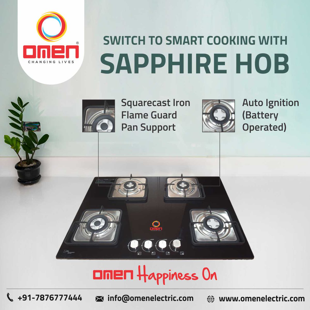 omen_electric's tweet photo. #Cooksmartly with Sapphire Hob!
The #SapphireHob comes with a flame guard pan #protection feature that doesn't allow the flame to turn off due to the wind & #autoignition feature lets you turn on the flame by simply rotating the knob without the use of matches or lighter. https://t.co/Iamwmh2Ext