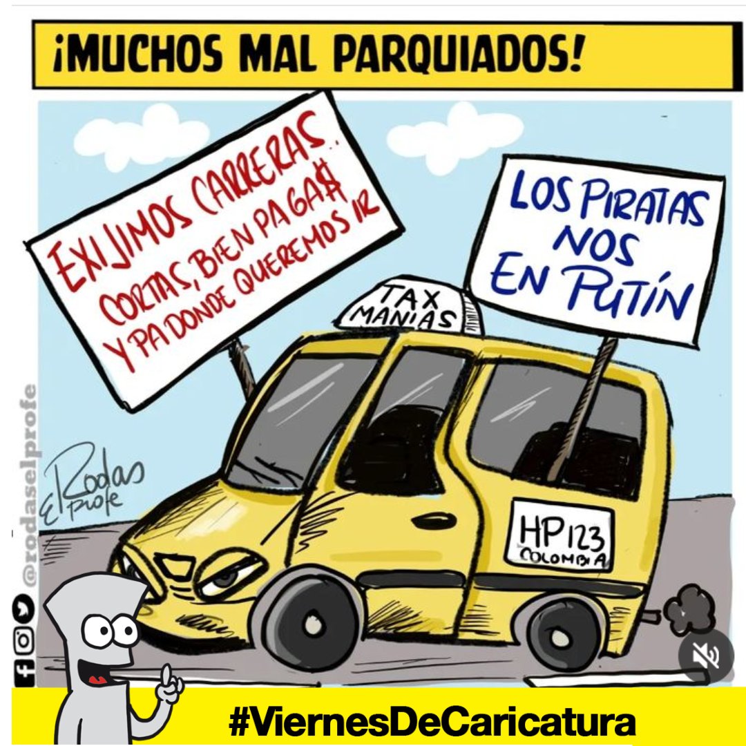 RevistaElClavo's tweet photo. #ViernesDeCaricatura Hoy te traemos a @rodaselprofe con 

"¡Muchos Mal Parquiados!"

#rodaselprofe #transporte #caricatura #opinion #Taxis https://t.co/5N5la6wQyM