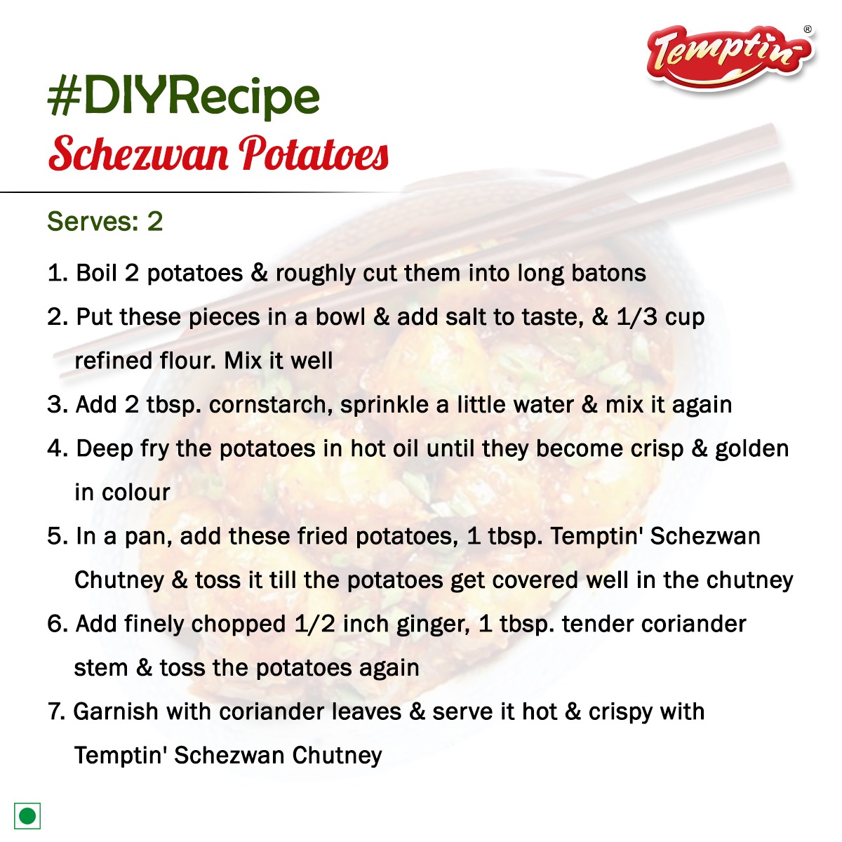 TemptinOfficial's tweet image. Try this quick and spicy recipe for your evening snack time. 

#Temptin #SchezwanPotatoes #Schezwan #SchezwanChutney #SchezwanRecipe  #Recipes #EasyRecipe #SnackRecipe #RecipeOfTheDay