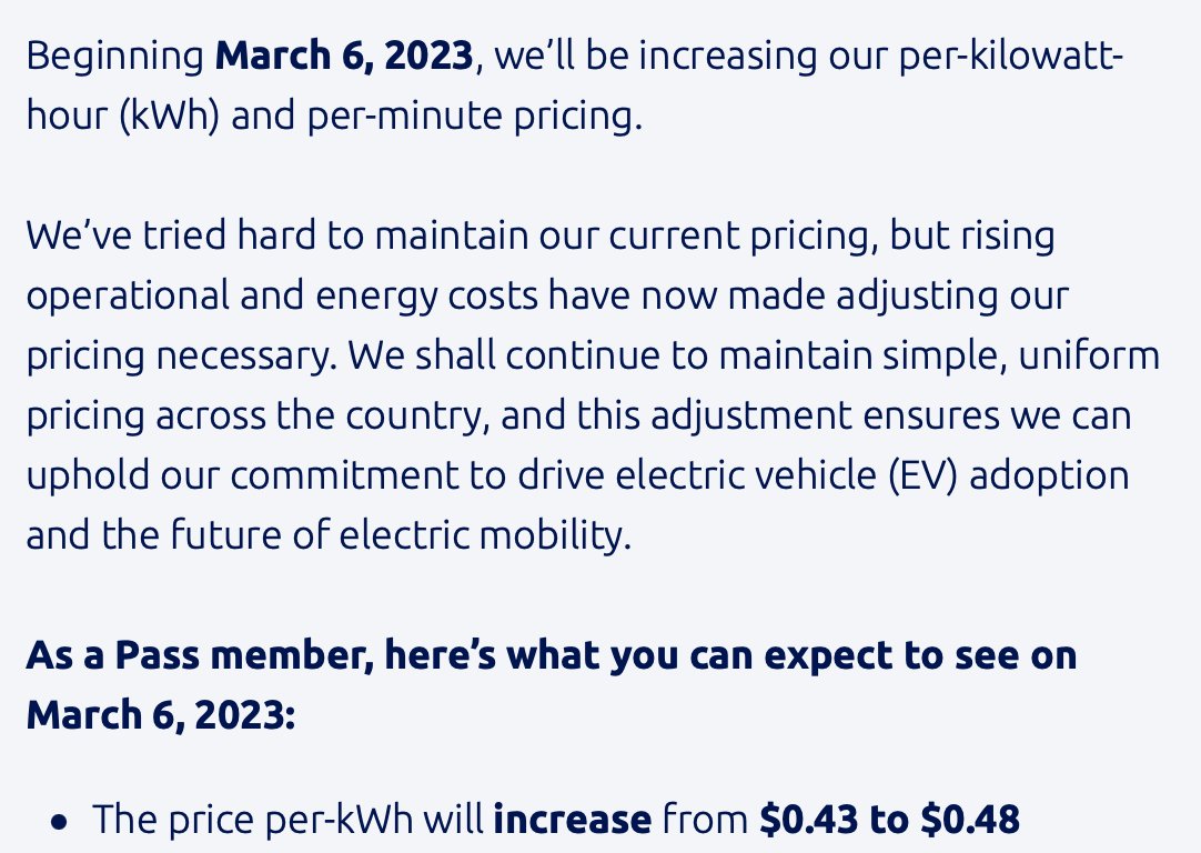 SullyCNBC's tweet photo. Electrify America raising charging pass costs by 11%.

#energyinflation is real https://t.co/A4SdeRvFhZ