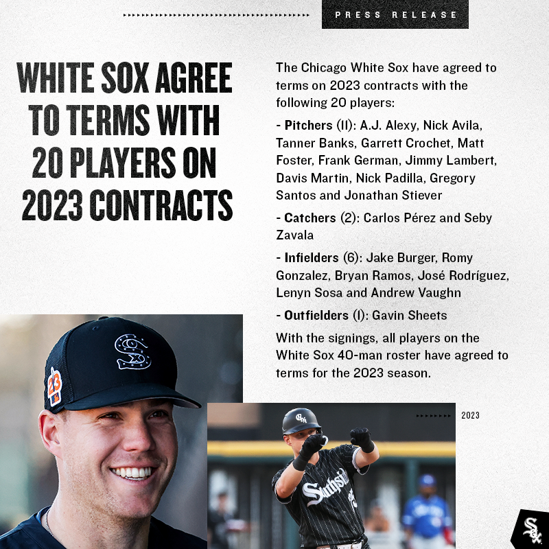 Chicago White Sox on X: The #WhiteSox have agreed to terms on 2023  contracts with 20 players.  / X