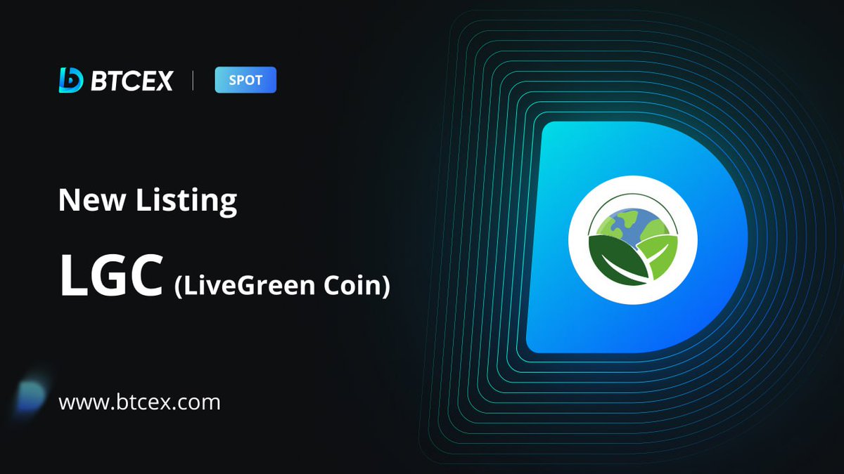 LiveGreenCoin1's tweet photo. We are happy to announce that LGC Coin is listed on BTCEX!

This move is expected to increase the visibility and accessibility of the coin, as well as provide users with a more convenient way to trade LGC

The starting trading pair is LGC/USDT

Trading open at 28th of February. https://t.co/sKeGJTrCtR