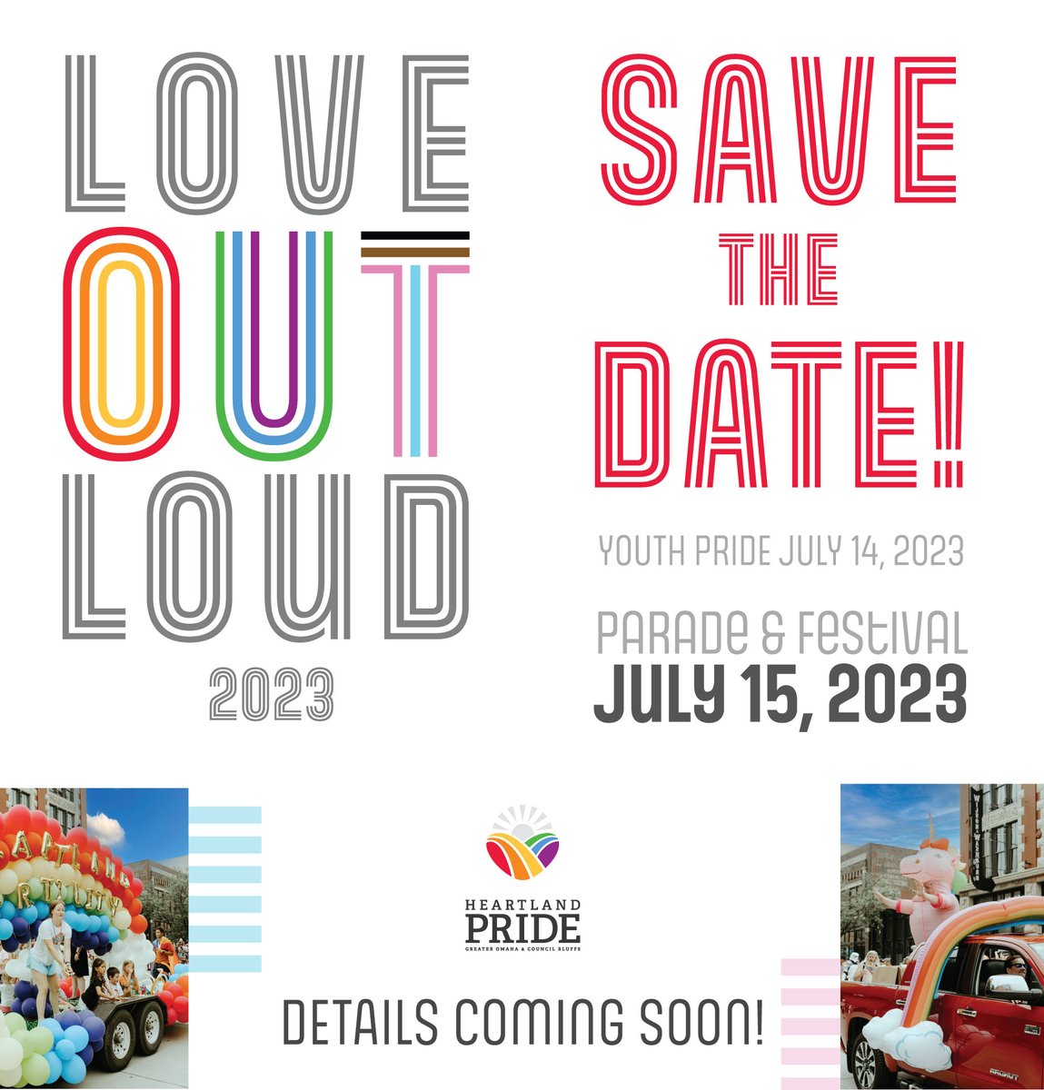 Big news! Heartland Pride 2023 will be July 15th! More details about the parade route, vendor registration, and entertainment will be coming soon! 🏳️‍🌈🏳️‍⚧️
