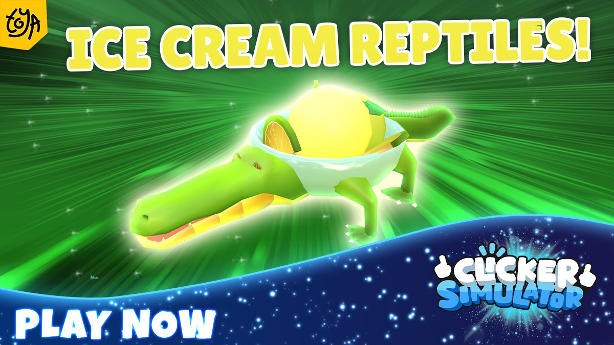 ClickerSim1's tweet image. Update 74 is now out!
🏁 Weekend boost - x2 Clicks x2 Luck 72h
🍧 Ice Cream Reptiles in the shop!
👌 Enjoy code GEMFORFUN  for x2 Gems 1h!
roblox.com/games/75601560…