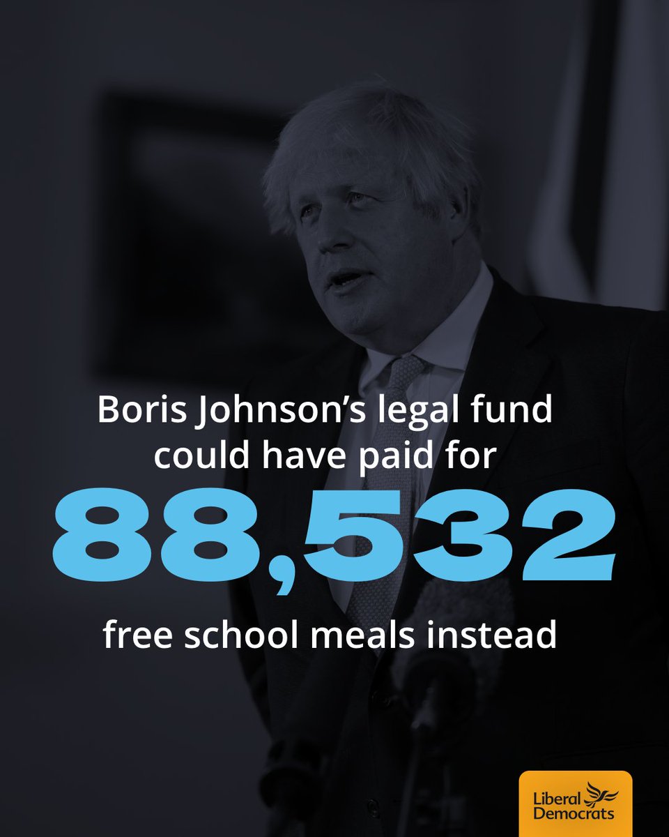 It is outrageous that children are left to go hungry in school while the Government forks out over £200 thousand on legal fees for Boris Johnson, after he broke the law and lied about it.

Endless Conservative chaos and sleaze is destroying trust in politics.