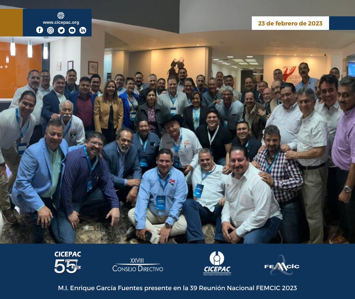 M.I. Enrique García Fuentes presente en la 39 Reunión Nacional FEMCIC 2023

#cicepac #femcic #femcicsomostodos #ampi #cmic #canadevi #capac #cudaep #cime #cce #reunión #reuniónregional #ingeniería #ingenieríacivil #arquitectura #puebla