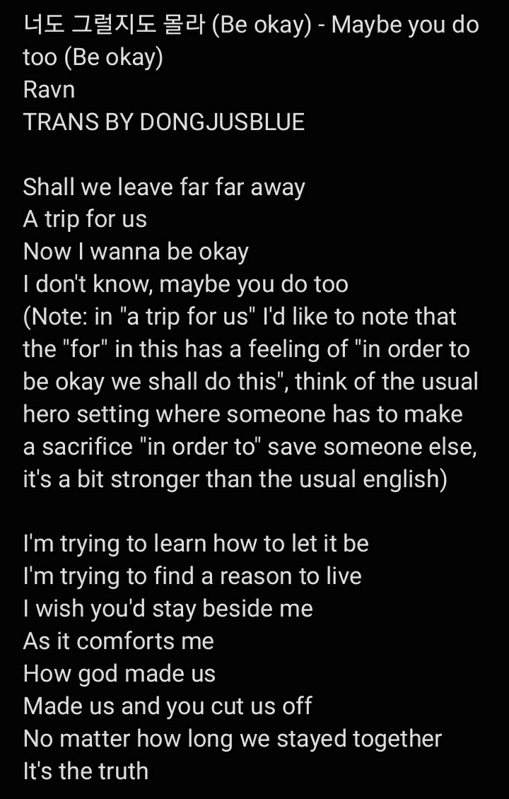 haemi 💫🌙 on Twitter "너도 그럴지도 몰라 (Be okay) by Ravn English lyrics