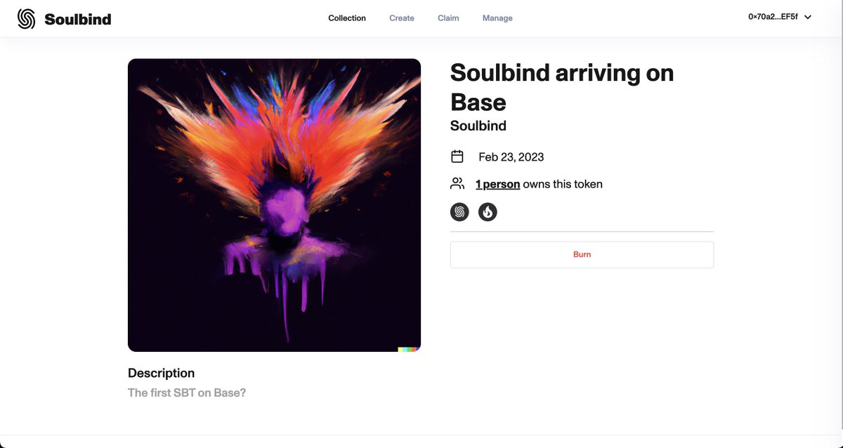 cer_andrew's tweet photo. Happy first day of #BUIDLWeek! Starting out strong with @BuildOnBase. I minted the first @0xSoulbind  token, maybe the first SBT ever, on the Base testnet 🥳. 
https://t.co/7Z6zBh5kM2

@coinbase @EthereumDenver #ETHDenver2023  #ETHDenver https://t.co/azpFSQgpBK
