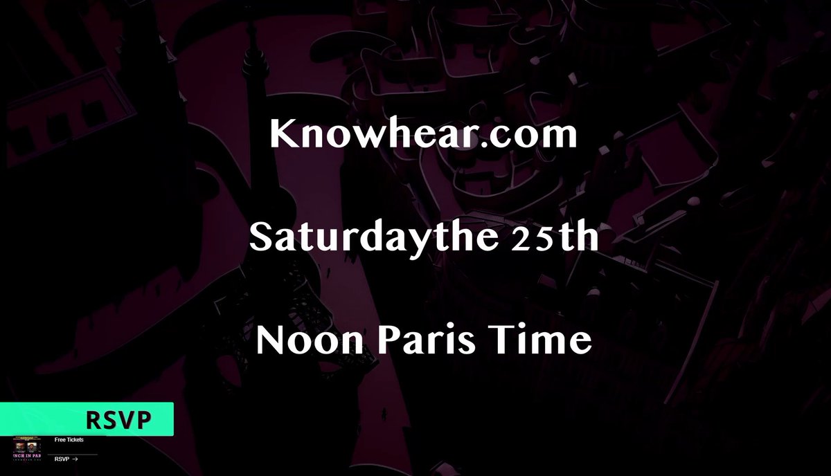 KiNG_0f_Crypto's tweet photo. 🗼Tonight is Lunch Time in Paris!🗼

Come join the fun live on 👇https://t.co/MVD5VLLnBZ

🎟️Jump in quick and grab your free tickets to the show

📽️Show starts at 5 am Central / 11 am UTC

 #LunchTimeInParis #Knowhear #KingOfCryptoGamesStudios @TheSandboxGame #sandfam https://t.co/hnbaZo0VvJ