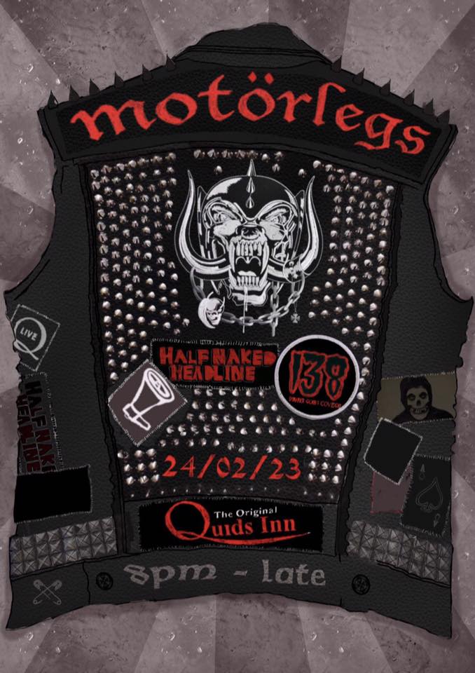 #LIVEMUSIC tonight at The Original Quids Inn. 

Manx Punx are here with three great bands in Motörlegs 138 Half Naked Headline.
Bring your drinking arms, bring your dancing shoes, bring your listening ears.

'We play ROCK'n'ROLL'

#ROCKtheLOCH #LoudandProud #WhereYOUcan