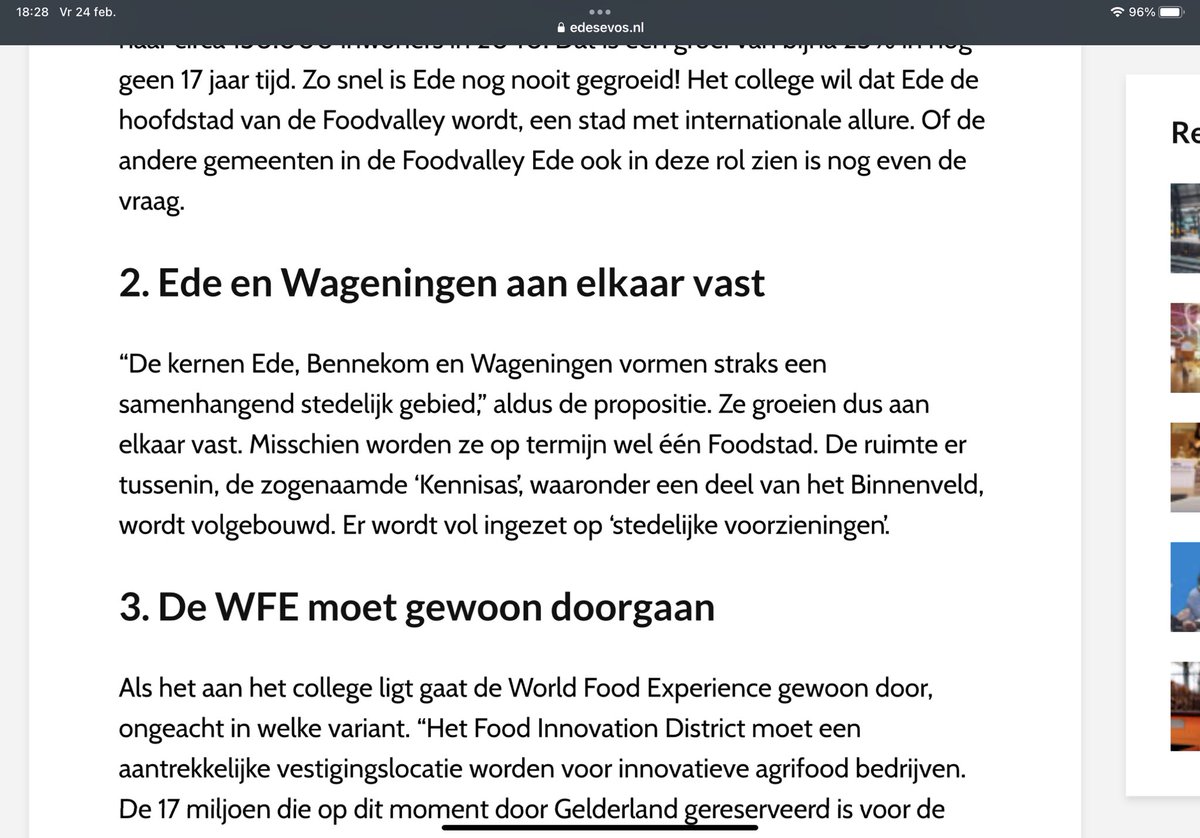 Het college van burgemeesters en wethouders in #Ede is erg ambitieus. Dat laat ik voor een groot deel aan de Edese raad. Maar waar het gaat over het vastgroeien van Ede en #Wageningen zou ik zeggen: “Hier scheiden onze wegen.”