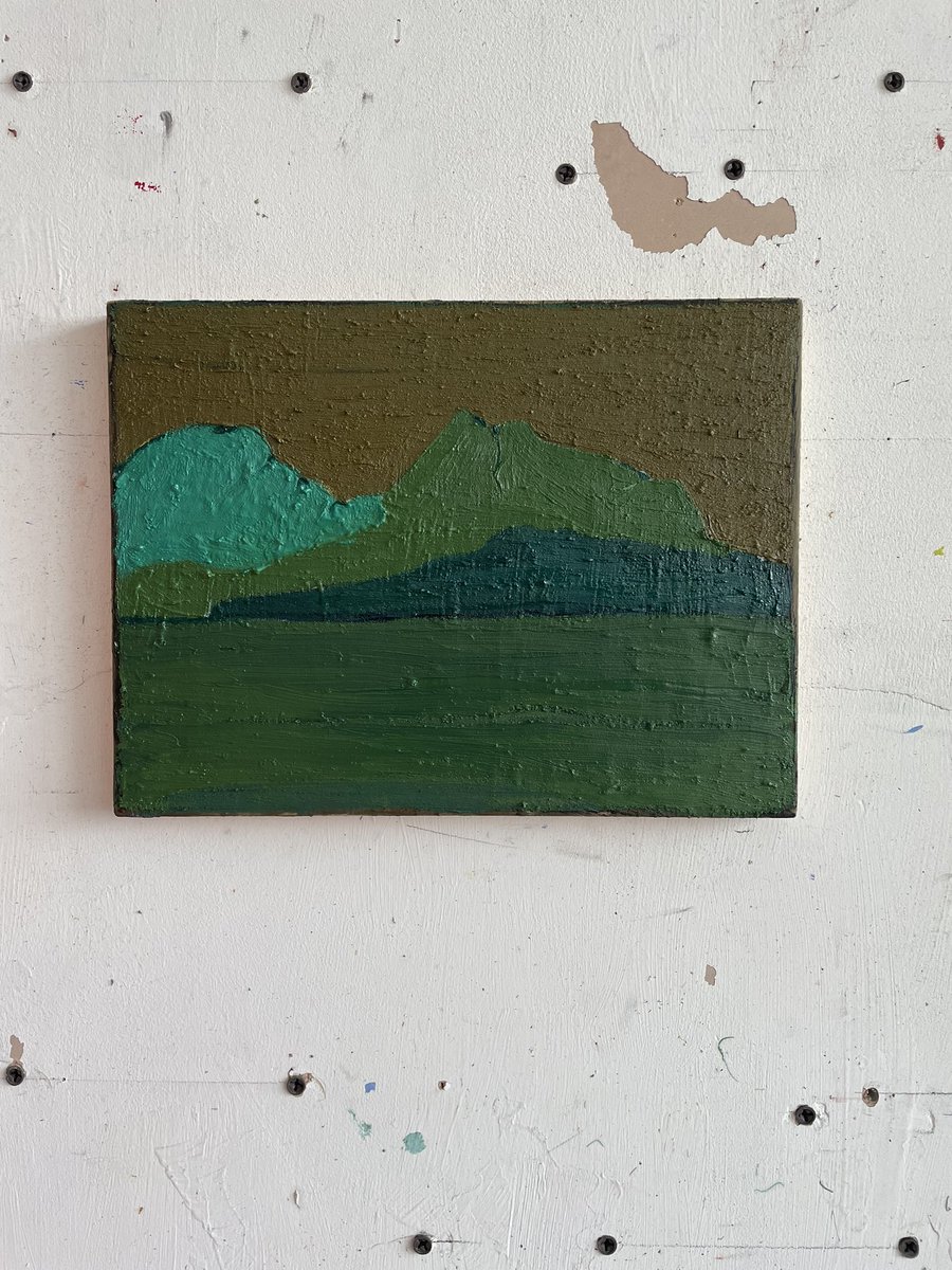 ClareThatcher2's tweet photo. On the studio wall….
From my current British Isles series of paintings & drawings.
1. Hope 2. Storm 3. Land.
All oil on plywood panel 23x30cm.
#contemporarybritishpainting #oilpainting #britishisles #inseries #scale #pigment #landscape #clarethatcher https://t.co/CSSFJQtr5x