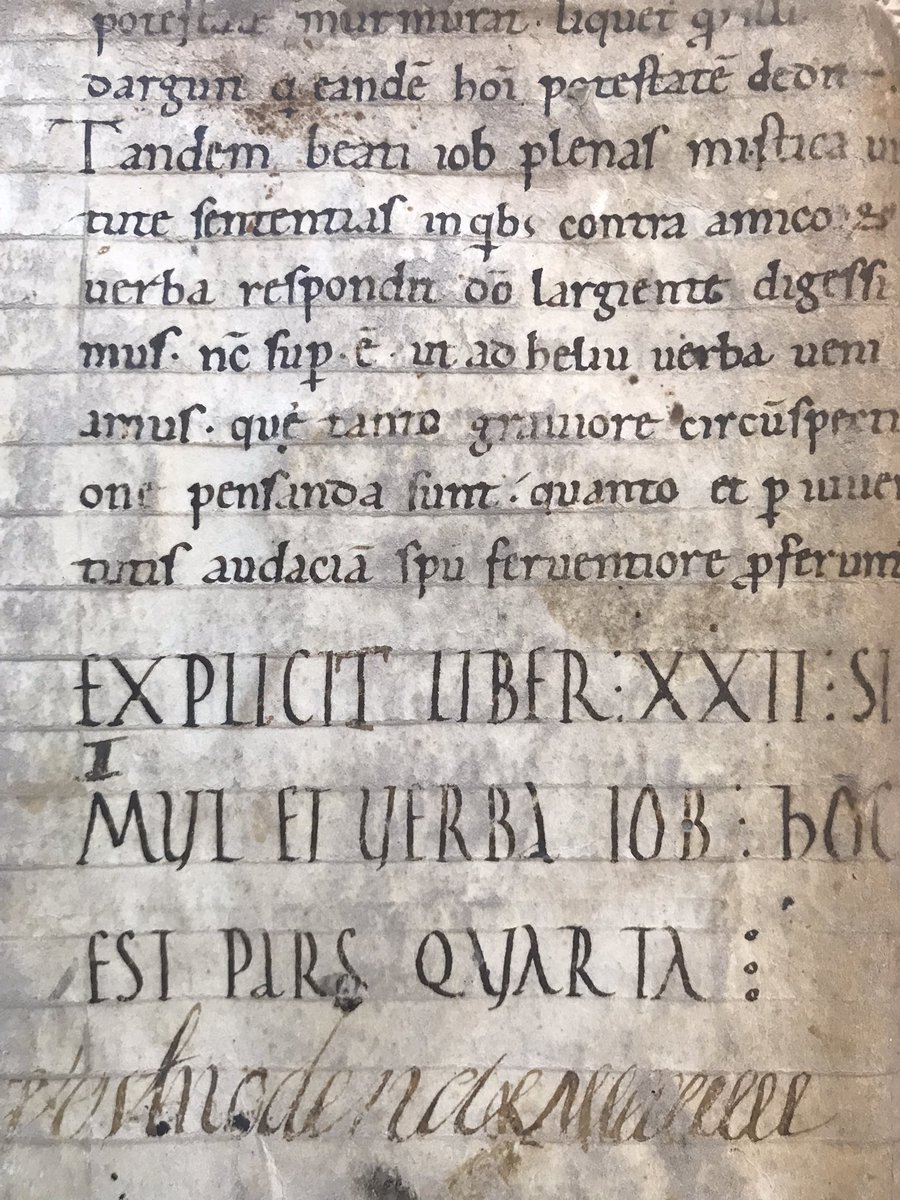 EJJohnson74's tweet image. Nifty 1501 edition of the letters of Pliny the Younger. But for me, the star of the show is the printed book’s manuscript binding: a recycled leaf from a copy of Gregory the Great’s Moralia in Job. Lovely hierarchy of script! #fragmentology #ManuscriptFragment
