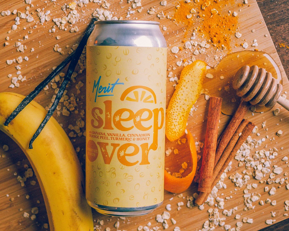 🍌🍊 SLEEP OVER! 🍯🍺 As part of Breakfast Club - a multi-brewery breakfast beer release led by our buds @ThirdMoonBeer - Sleep Over is overnight oats in a glass! A classic wheat beer infused with orange peel, banana purée, cinnamon, turmeric and vanilla - available NOW!