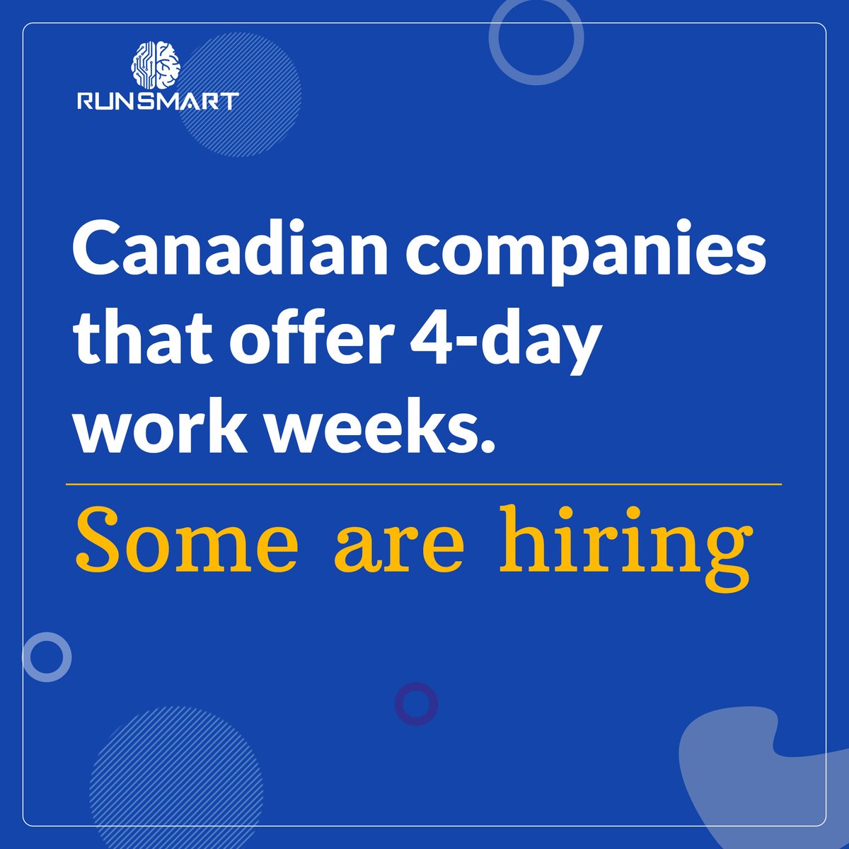 RunSmart_Inc's tweet image. Several #Canadian companies are now offering a 4-day work week to their employees. 

Looking for a job with a more flexible schedule? check out the companies here lnkd.in/dVVfkTrF 

#4DayWorkWeek  #jobsearch  #JobSeekers  #productivity #fourdayweek