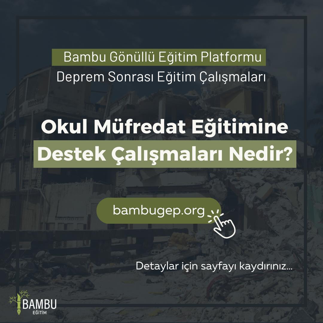 BambuEgitim's tweet photo. Bambu Gönüllü Eğitim Platformu Deprem Sonrası Eğitim Çalışmalarına başlıyor!

Çalışmalar kapsamında planladığımız okul eğitimine destek çalışmalarını inceleyebilirsiniz. https://t.co/VXRQSn8SO1