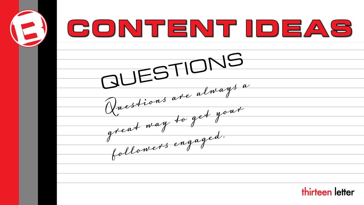 thirteenletter's tweet photo. QUESTIONS
Questions are always a great way to get your followers engaging. https://t.co/uRnnj1TkHH