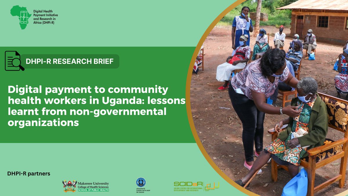 AfricaDigitalH's tweet photo. 📢DHPI-R brief alert! The Digital payment to community health workers in Uganda: lessons learnt from non-governmental organizations!
Read full brief here:https://t.co/UwEokETmWe
#DigitalPayment #CampaignHealthWorkers #CHW #CoPDiscussion #SharedLearning #DHPI-RCoP https://t.co/lqYF6ECMrs