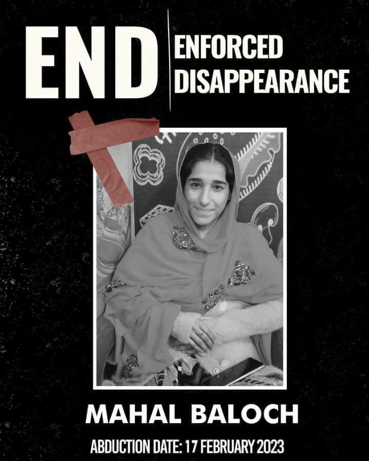 Name #Mahal_Baloch
Date of Abduction #17February2023
 #8Days
#SaveBalochWomens 
#ReleaseMahalBaloch 
#barkhanincident
#OccupiedBalochistan
8 days passed, Police didn't produce her before a court of Justice!
