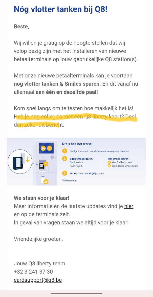 yungpanda_be's tweet image. Dus Q8 heeft een nieuwe betaal terminal die zo ongebruiksvriendelijk is (2 flows op 2 verschillende schermen voor 1 actie), dat ze een mail met uitleg moeten sturen met de vraag om het door te sturen naar al je collega's #UXfail