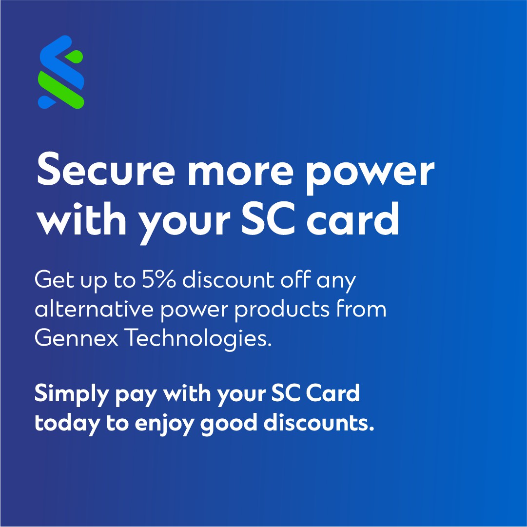 No need to break the bank to go green! With Gennex technologies and your SC Visa Gold Debit card, you can save up to 5% on alternative energy solutions for your home or business.

Simply log in to our mobile app to request your FREE debit card today.

#StanchartNG #Technology