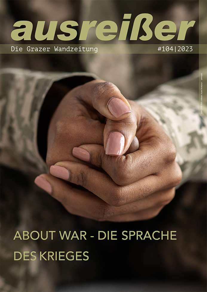 Unsere Ausgabe "About War" ist nun an den Wänden, als Faltausgabe unterwegs und online zu lesen. / 1
#AboutWar #DieSprachedesKrieges