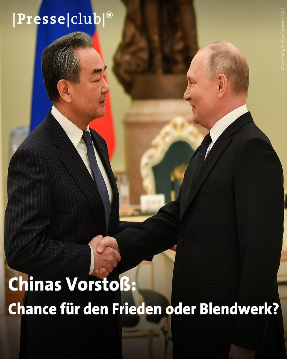 Ein Jahr Krieg in der Ukraine und kein Ende in Sicht. Sorgt #China jetzt dafür, dass sich die Parteien aufeinander zubewegen? Unser Thema im #presseclub am Sonntag.