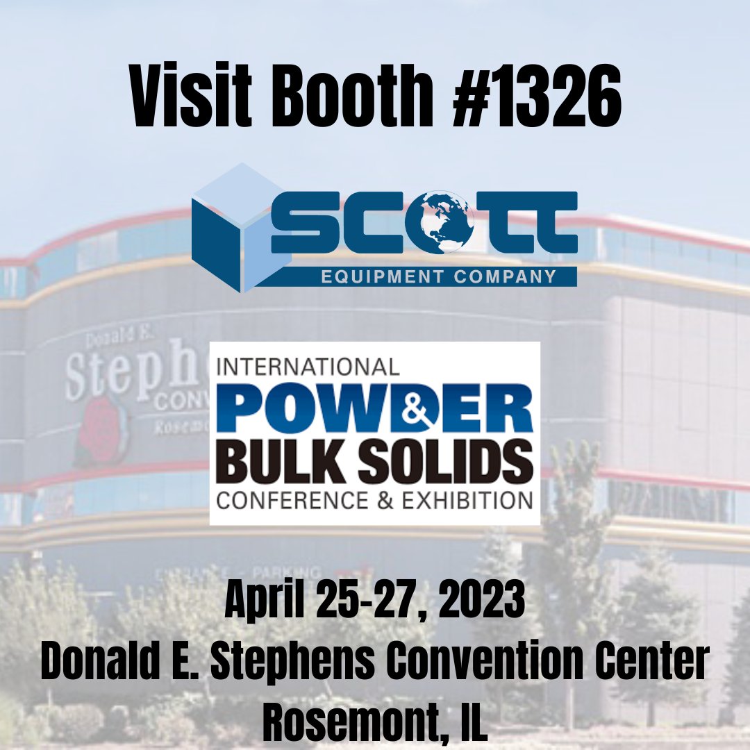 scott_equipment's tweet image. Start planning for the Powder &amp;amp; Bulk Solids Show in Chicago! 
We&apos;ll discuss all things machines with you. 
#powdershow #machines #scottequipment