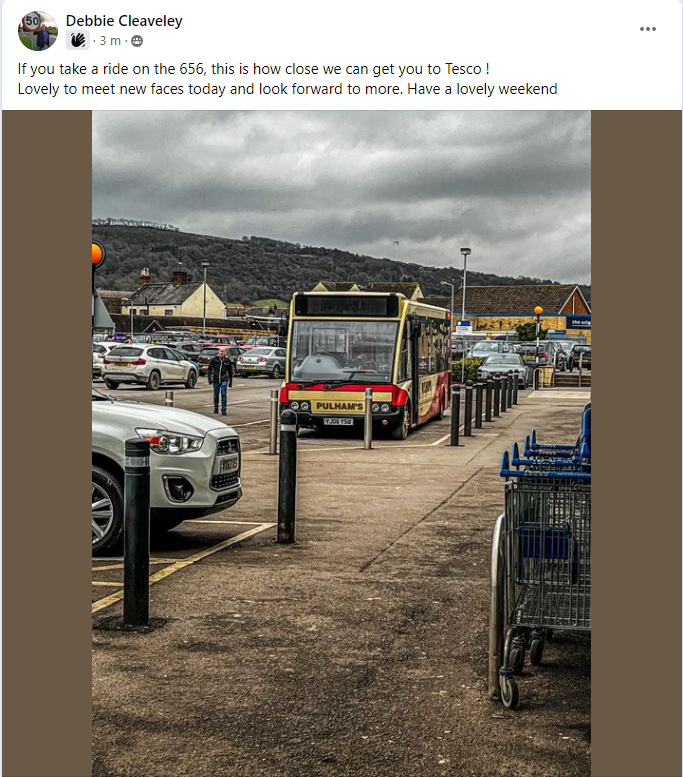 expertiseontap's tweet photo. Great engagement with local residents from @PulhamsCoaches driver Debbie who has joined the Woodmancote Community Network Facebook group which I run. She's one of the drivers on the extended 656 service taking Woodmancote shoppers to and from @tesco Bishops Cleeve twice a week. https://t.co/Wvs3zHlqam