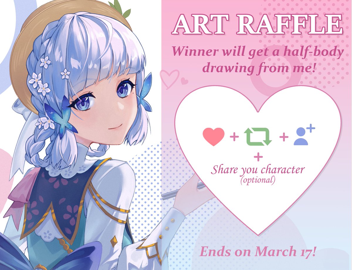 miukoobi's tweet image. •*´¨`*•.¸¸.•*´¨`*• ART RAFFLE •.¸¸.•*´¨`*•.¸¸.•*

Thank you for 250!
The prize will be a half-body illustration with a simple background!

To Enter:
♡ follow
♡ like
♡ retweet (no QRT)
♡ drop your OC in the comments (optional)

Deadline is on the March 17th!