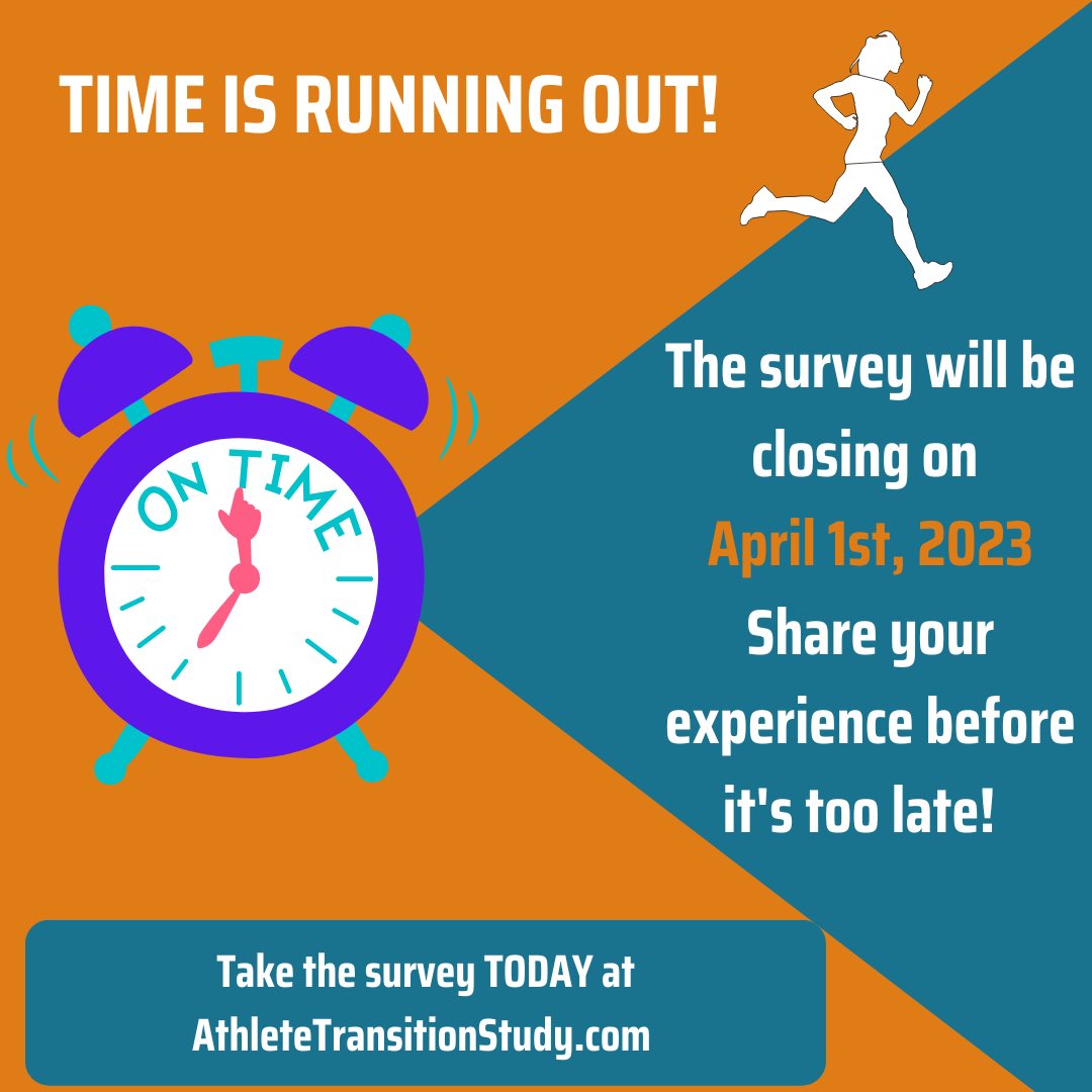 Take the survey before it’s too late! The ATS will be closing its survey on April 1st to review the first round of responses. If you’re a retired athlete we want to hear from you! Let your voice be heard! #getinvolved #participantsneeded #shareyourexperience #letyourvoicebeheard