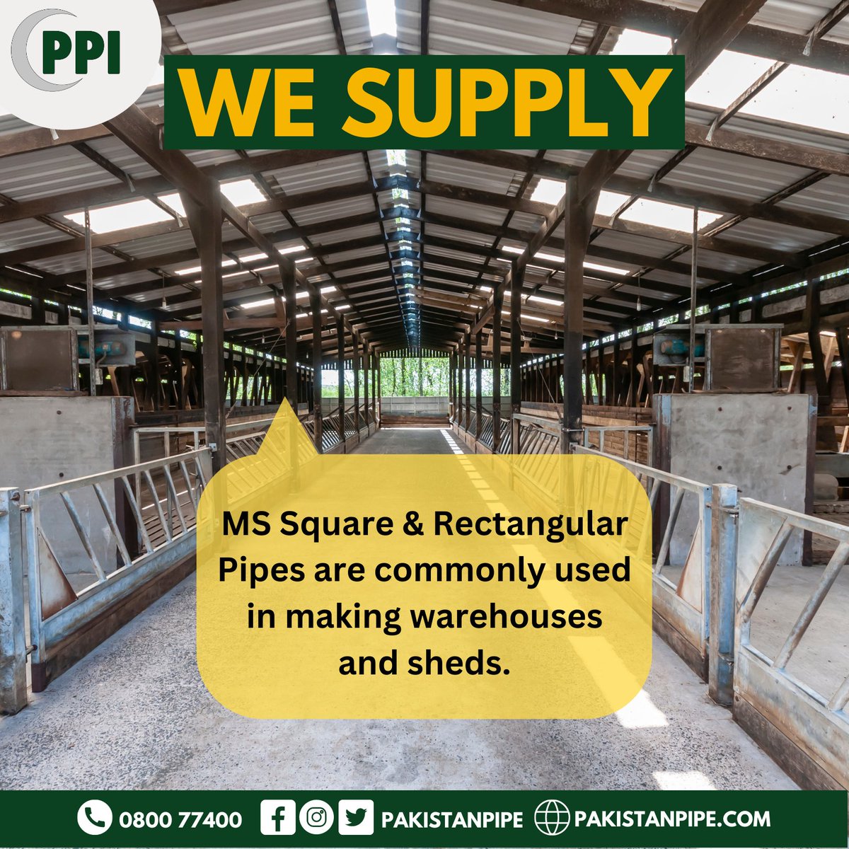 PakistanPipe's tweet image. We Supply M.S Rectangular and Square Pipes which are commonly used in making warehouses and sheds.

Message us to get quote.
.
.
#mspipes #warehouses #sheds #dairyfarm #dairyfarmsheds #steeldecorationinlahore #steelSupplier #PPI #pakistanpipeindustries