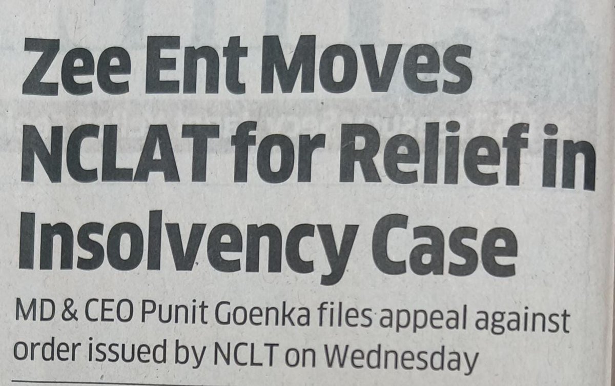 Webinar_Stores's tweet photo. Zee Ent Moves NCLAT fir Relief in Insolvency Case
#trending #flooding #RussiaIsLosing #RussiaInvadedUkraine https://t.co/z11rHDSEJc