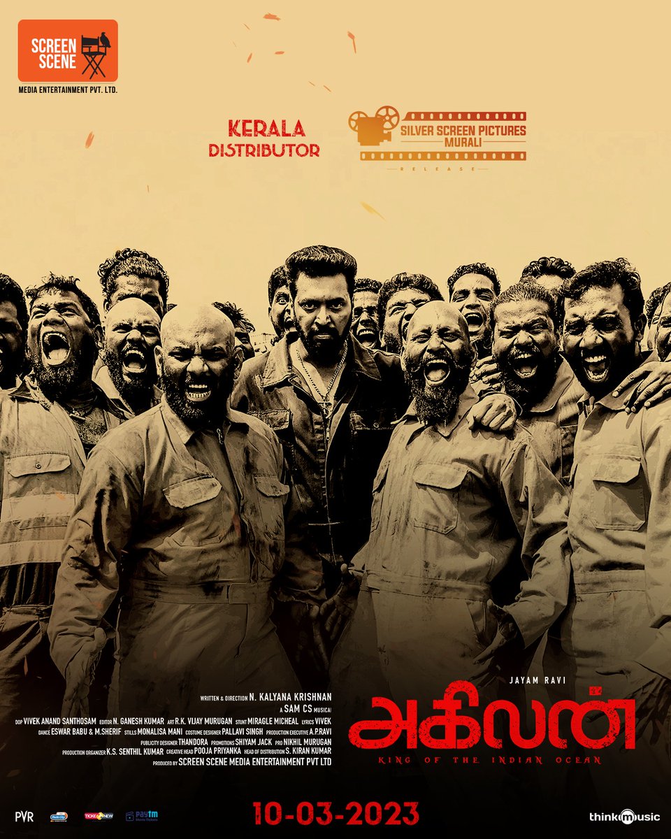 Team #Agilan is happy to announce that Kerala distribution rights has been acquired by <a href="/MuraliScreen/">Silver Screen Pictures Murali</a> #SilverScreenPictures 

RELEASING IN THEATRES FROM MARCH 10TH 
#AgilanFromMarch10
 
<a href="/actor_jayamravi/">Ravi Moham</a>  #DirKalyan <a href="/priya_Bshankar/">Priya BhavaniShankar</a> <a href="/actortanya/">Tanya S Ravichandran</a> <a href="/SamCSmusic/">𝐒𝐀𝐌 𝐂 𝐒</a> <a href="/skiran_kumar/">Kiran Kumar S</a>