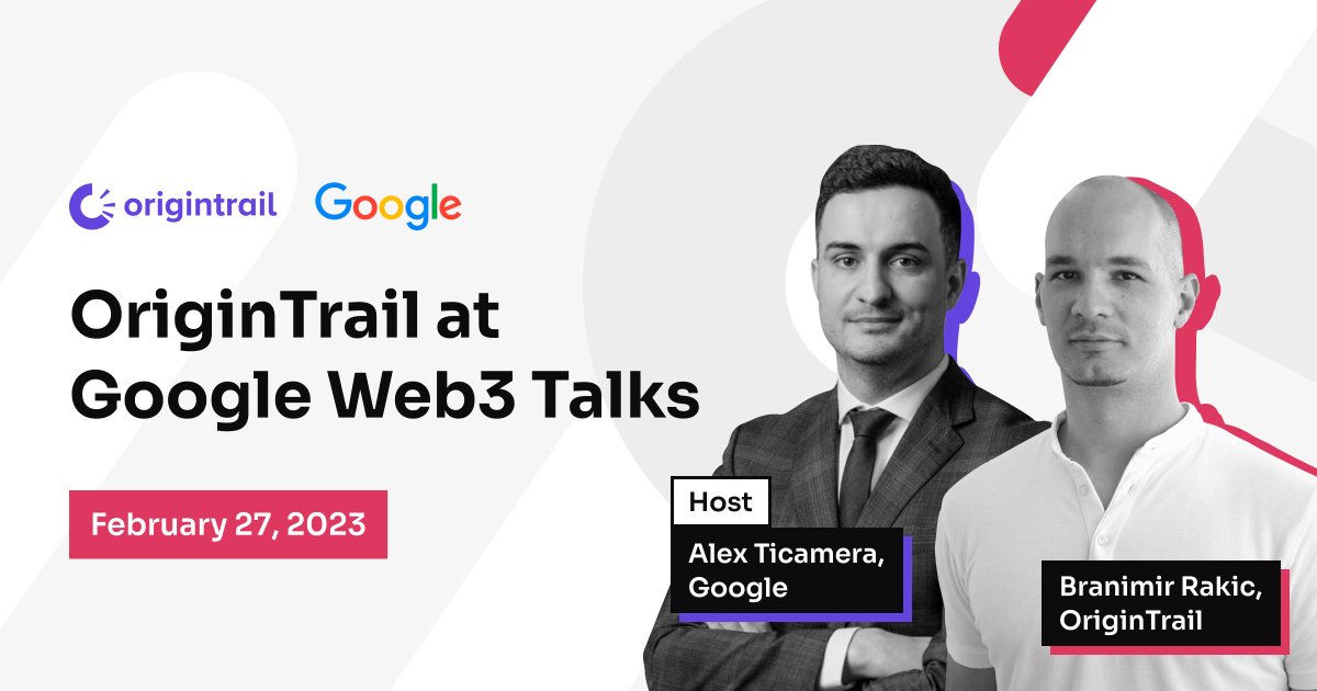 origin_trail's tweet photo. [GOOGLE WEB3 TALKS] Next week, @BranaRakic will be hosted by @Google to present the @origin_trail Decentralized Knowledge Graph &amp; #AI-grade knowledge assets. Don't miss the opportunity to💡learn about this cutting-edge tech &amp; its potential!
1/🧵 https://t.co/EVlny0z1qY