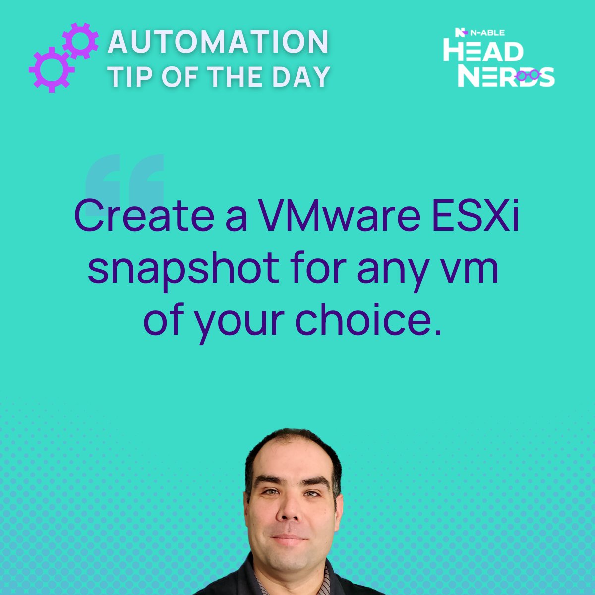 automation_nerd's tweet photo. #AutomationTip: Create a VMware esxi snapshot for any vm of your choice. 

#VMware #MSP https://t.co/xz7d6CDUwO