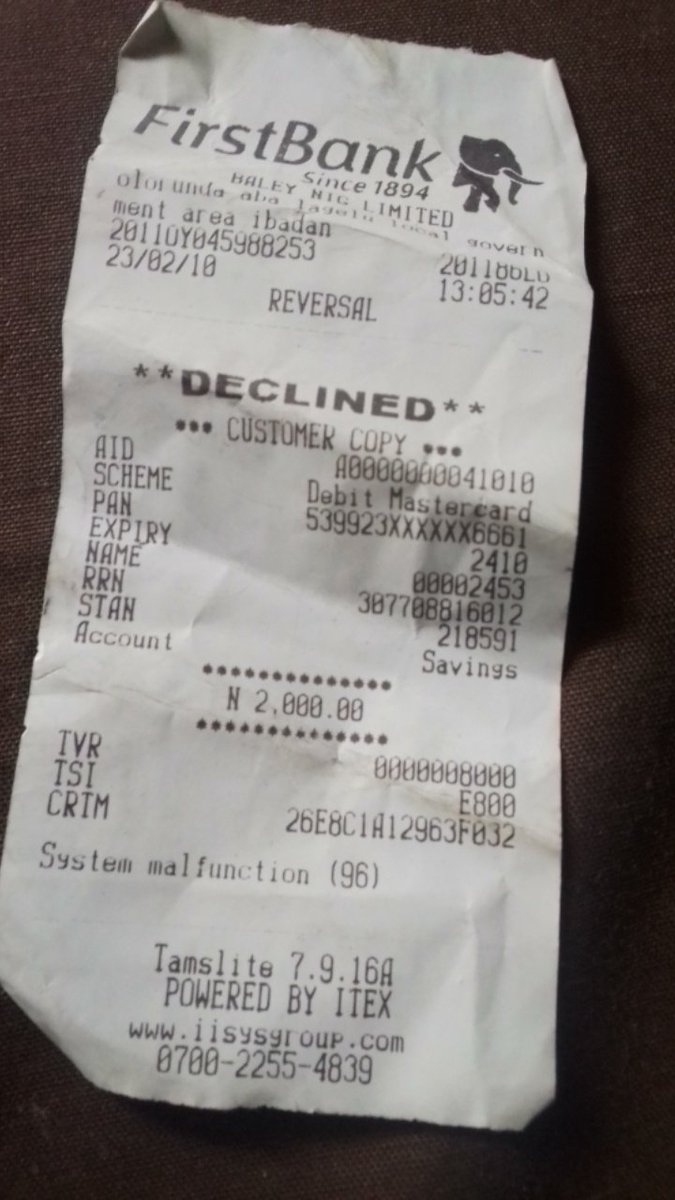 tobiduru's tweet photo. @FirstBankngr First bank since on the ten no reversal till now abeg I need my money o https://t.co/eP7Qwsptea