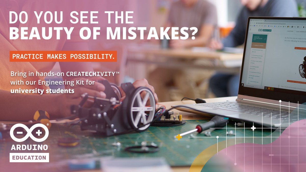 arduino's tweet photo. Designed around project-based learning, our Engineering Kit is an energizing blend of creativity and tech that helps students go from trying to learning to leading with key skills, core aspects of mechatronics, and @MATLAB and Simulink programming: https://t.co/45Et5JsFSo https://t.co/Q4WURUDDKE