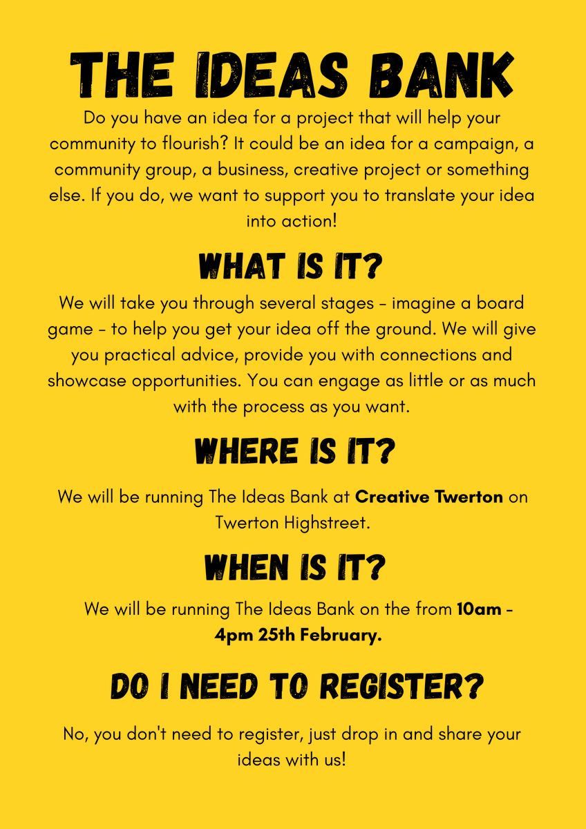 The_IdeasBank's tweet photo. Hey @BathCollege, we're running this tomorrow at Creative Twerton 10am - 4pm. Fancy giving this an RT? #IdeasBank https://t.co/BgAWV3RFIX