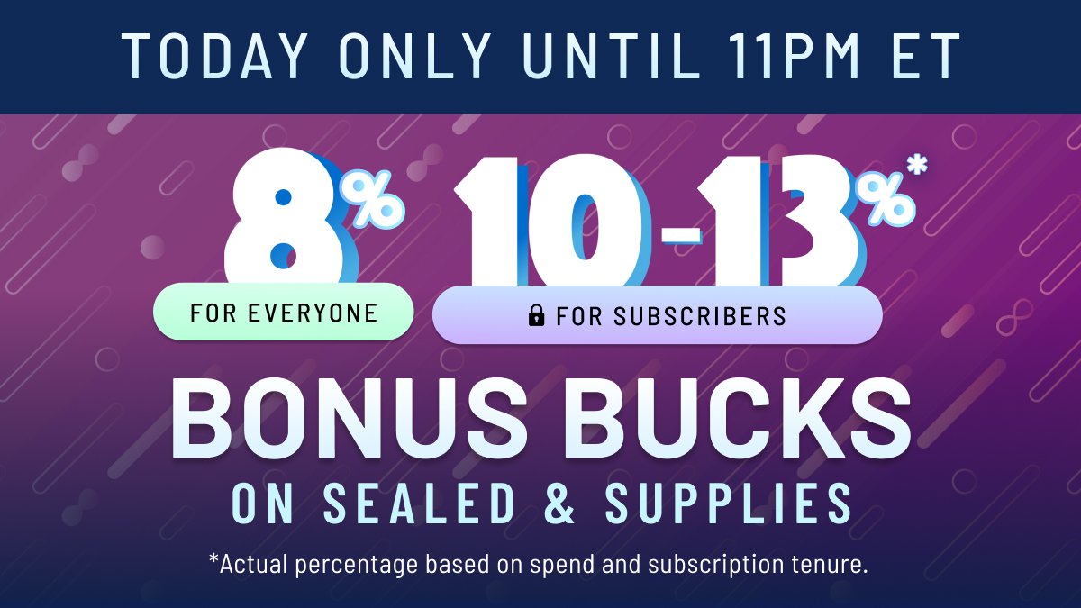 TCGplayer on Twitter "π€Itβs Bonus Bucks day! From now until 11 p.m