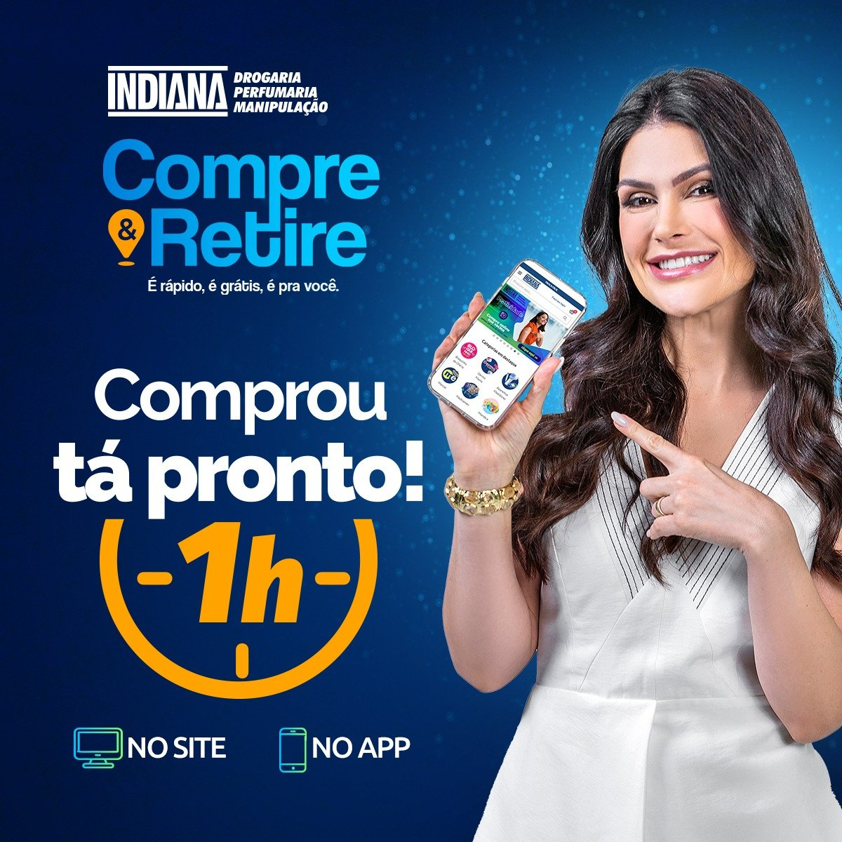 farmaciaindiana's tweet photo. A Natália Guimarães trouxe uma super novidade para vocês! Agora você pode comprar através do nosso APP ou site e retirar em apenas 1h. 

📱 APP: Farmácia Indiana
🖱 SITE: https://t.co/eYtf6iTNlb

É rapido, é grátis, é para você! 
 #comproutapronto #fretegratis #cupomdedesconto https://t.co/Onf8Ci0ecD