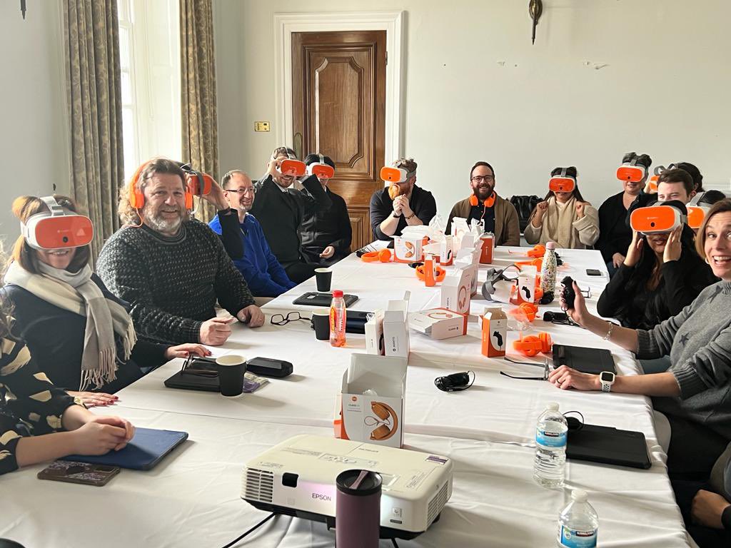 SRADig_Tech's tweet photo. Teachers are thoroughly enjoying the VR headset launch. I’m not sure if the children will get a chance to use them at this rate …@TandLSRA #scholarlyhabitsofmind #inspiringreadership https://t.co/UO9kHukra6