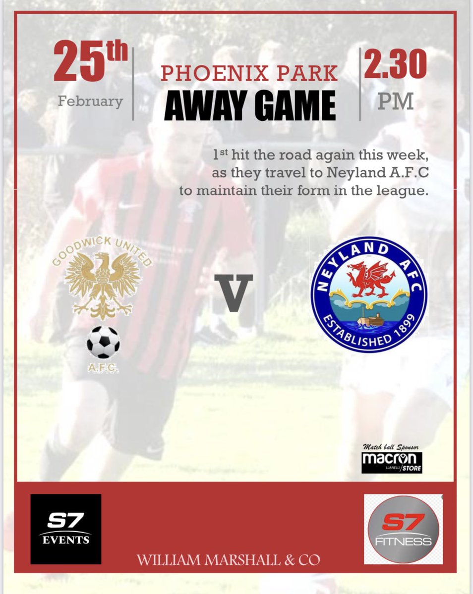 The 1st team squad are on the road again as they travel to the difficult workman like team of <a href="/neylandafc/">Neyland AFC</a> all support welcomed and appreciated. 

📆 - Sat - 25th
⏰ - 2.30pm - kick off 
📍 - <a href="/neylandafc/">Neyland AFC</a> 

🔴 RAGURA ⚫️