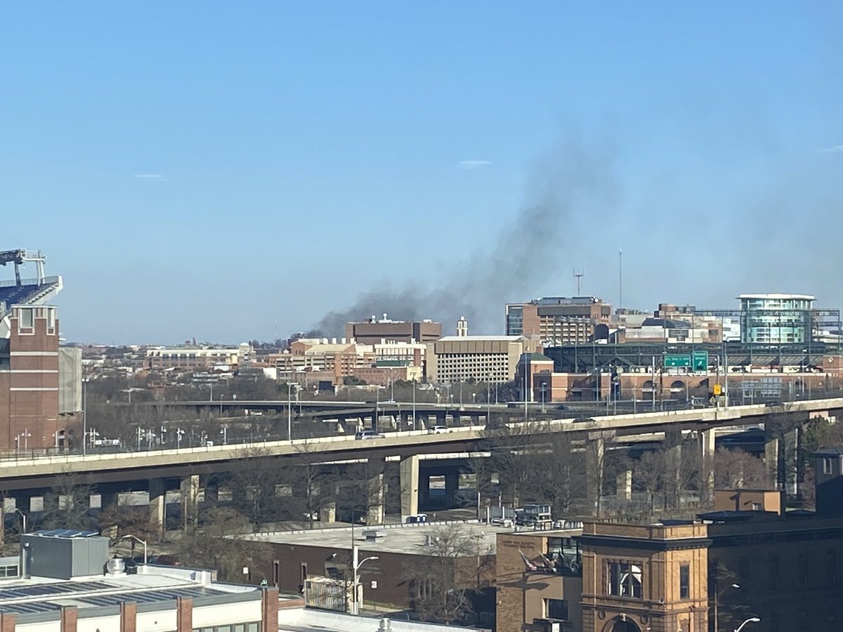 Smoke showing to the west of downtown Baltimore