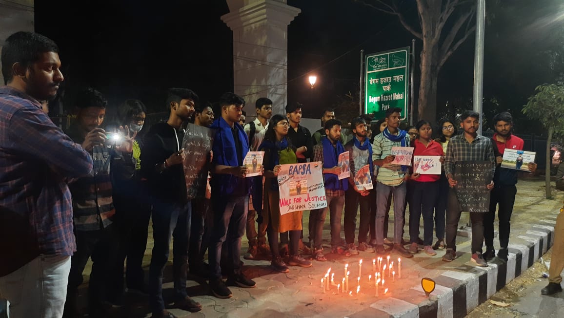 aisa_lkouniv's tweet photo. Today, AISA and BAPSA along with Lucknow University students carried out a candle march in solidarity with Darshan Solanki's family. Darshan Solanki, an 18-year-old Dalit first year student of IIT Bombay died by suicide on 12th Feb 2023.

Uphold Social Justice

Enact Rohith Act. https://t.co/byoiURZPZO