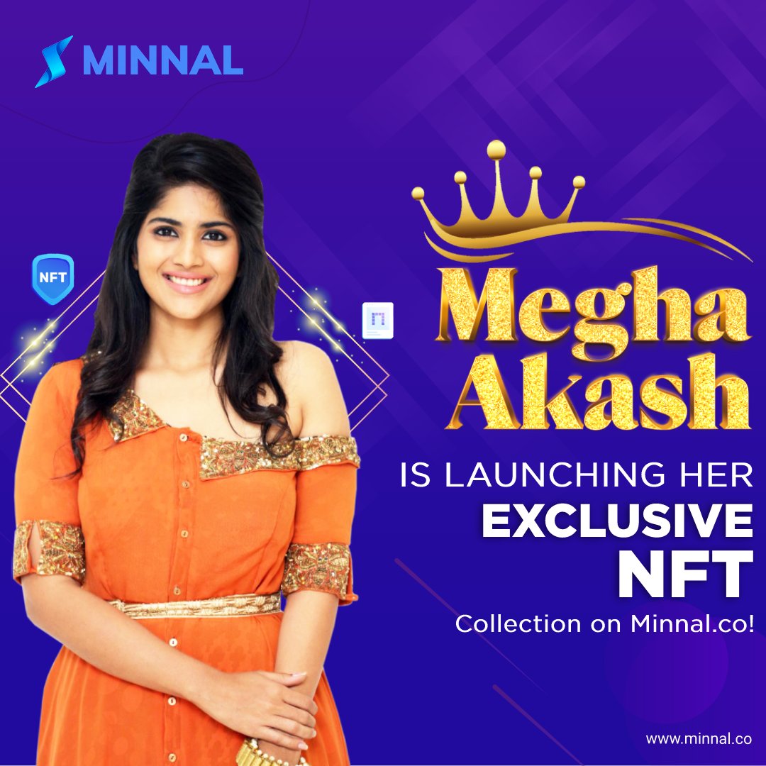 MinnalNFT's tweet photo. Exciting news! Megha Akash's NFT collection is now available on https://t.co/Qxe1UkuSz4. Join the waitlist now and get a chance to meet her in person. 

Visit: https://t.co/zLDH375iAX

#announcement #NFT #MinnalNFT #Meghaakashnft #meghaakash #live #minnal https://t.co/kfWoPosuRl